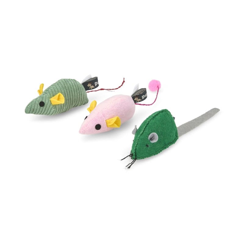 3 PACK CATKINS THREE KIND MICE PLUSH CAT TOYS